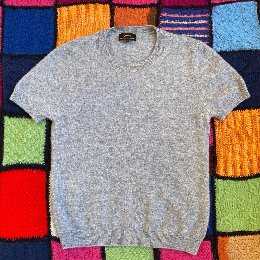 Quince Light Gray Women’s Short Sleeve Crewneck Sweater